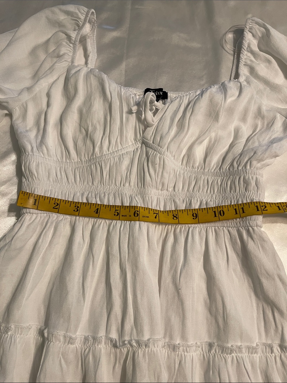 Trixxi White Peasant Tiered Long Sleeve Dress - Picture 5 of 8